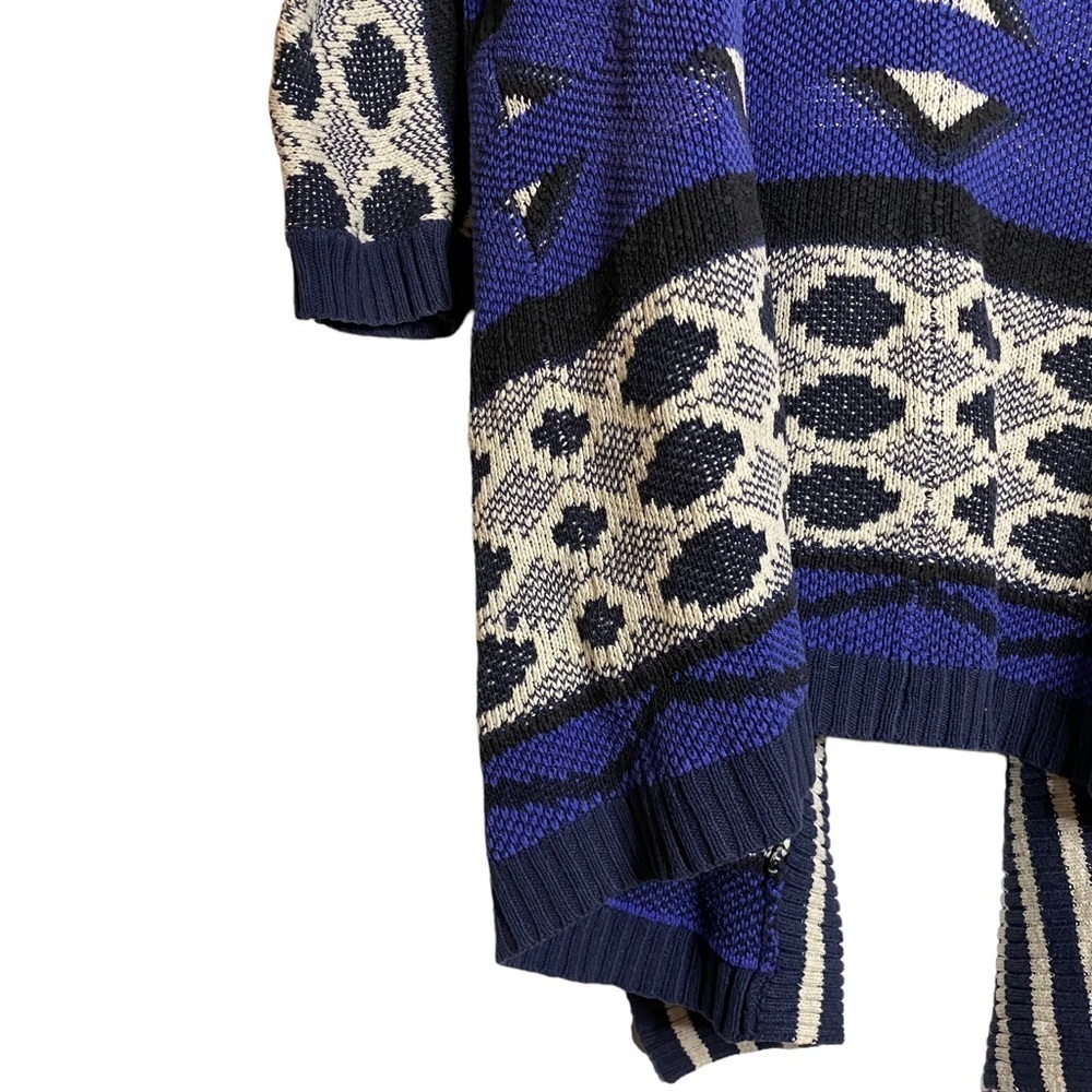 Lucky Brand Aztec Tribal Open Front Cardigan Pockets Oversized Drop Shoulders M - Picture 9 of 15